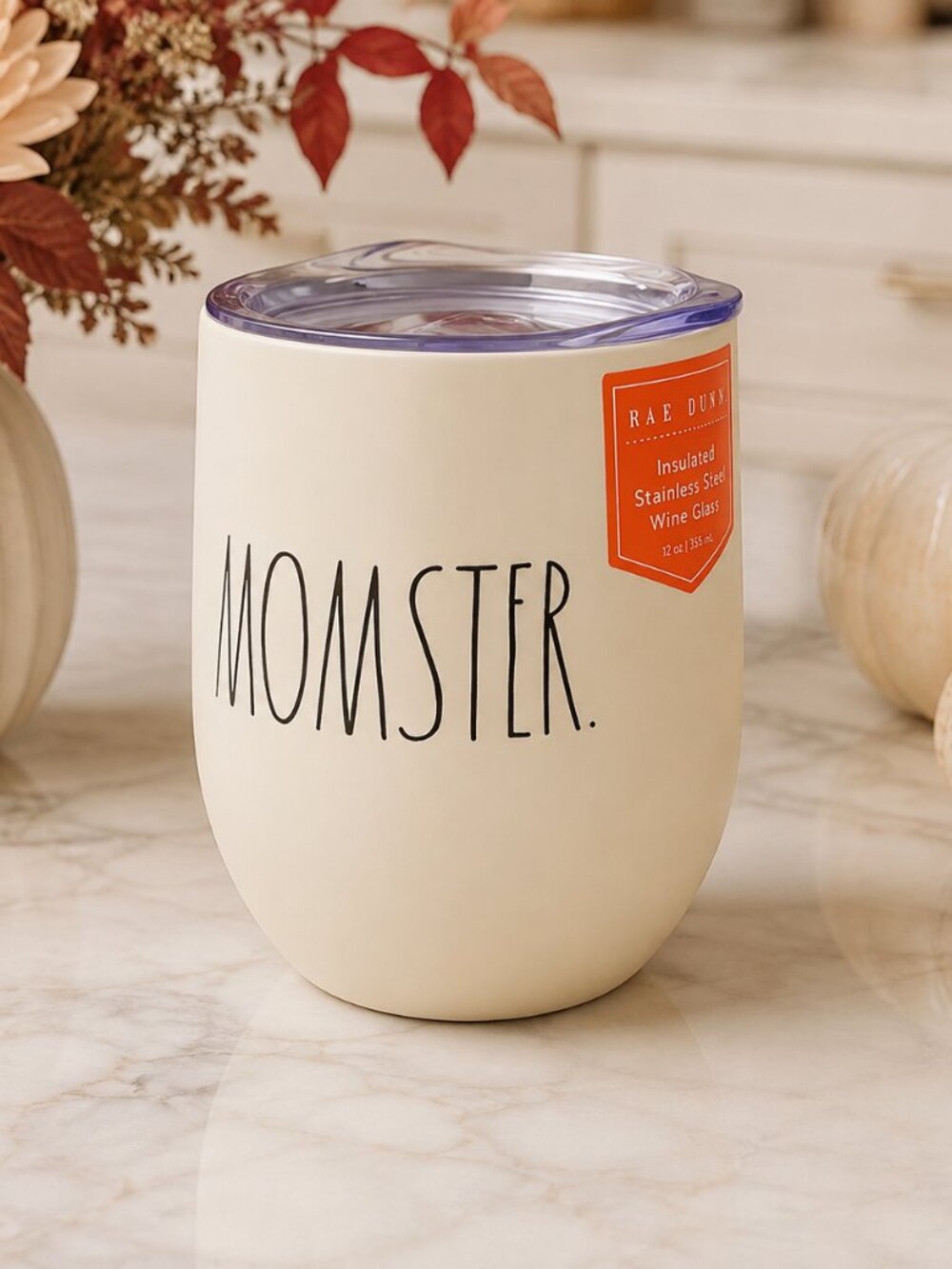 Rae Dunn MOMSTER Halloween Insulated Stainless Steel Wine Tumbler NWT